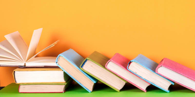 Row of colorful books