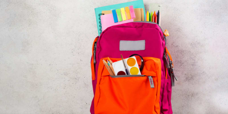Backpack with school supplies