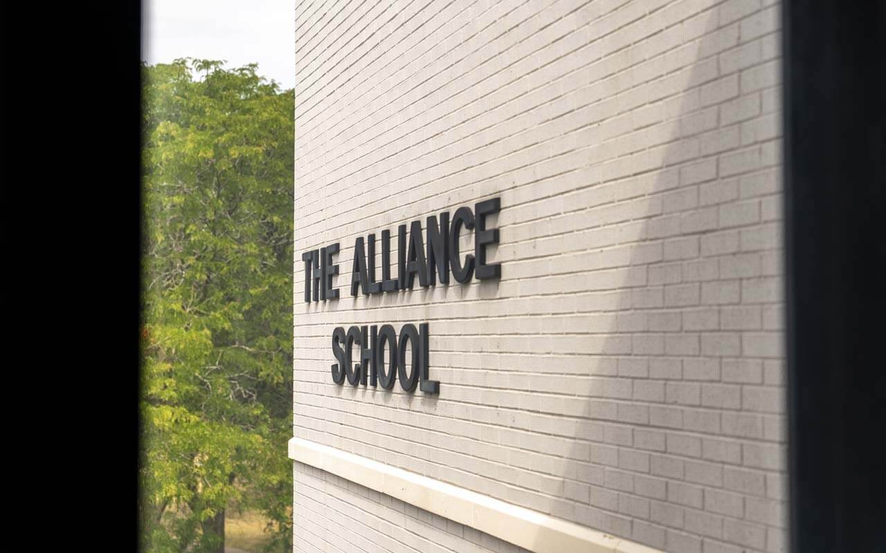Alliance School’s name is on the newer portion of the building.
