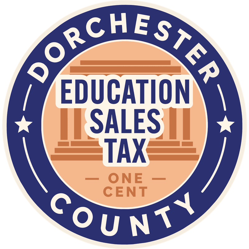 Seal reading Dorchester County Education Sales Tax, one cent