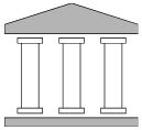 building icon with three pillars