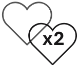 two interconnected hearts with text 2x