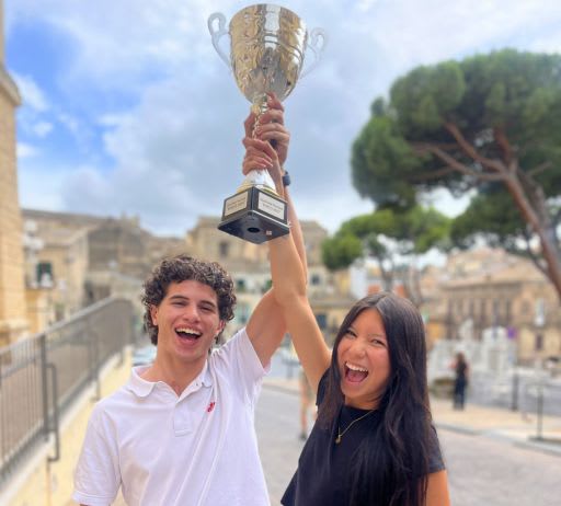 CCI students celebrating an achievement in Rome