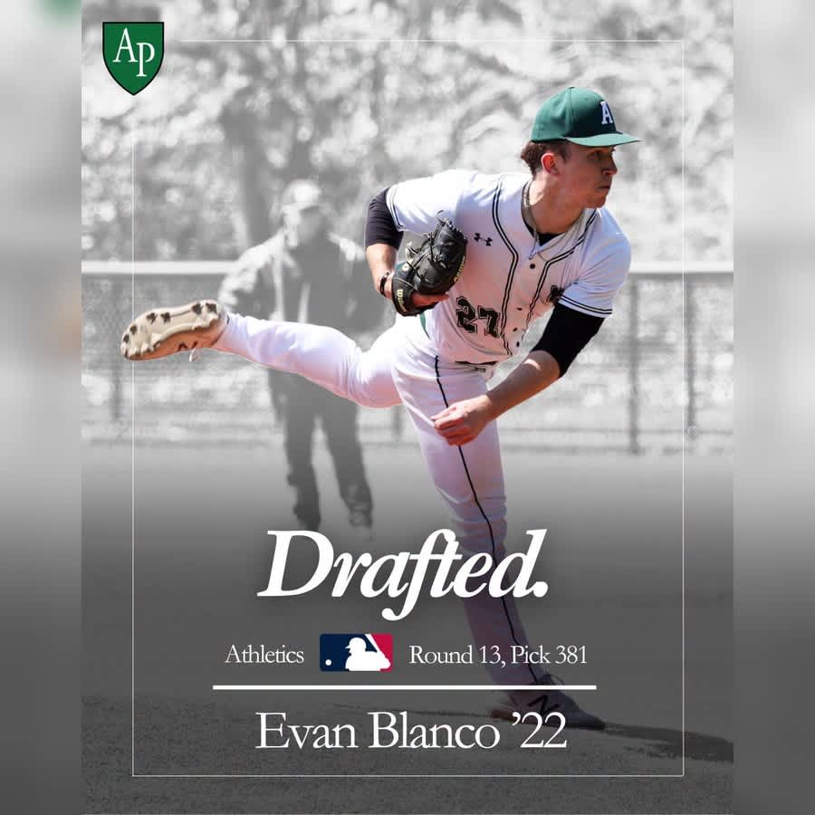 Austin Prep alumnus Evan Blanco '22 after being selected in the 2026 Major League Baseball Draft