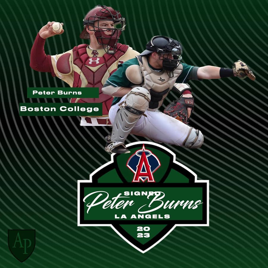 Austin Prep alumnus Peter Burns '18 during his Austin Prep baseball career