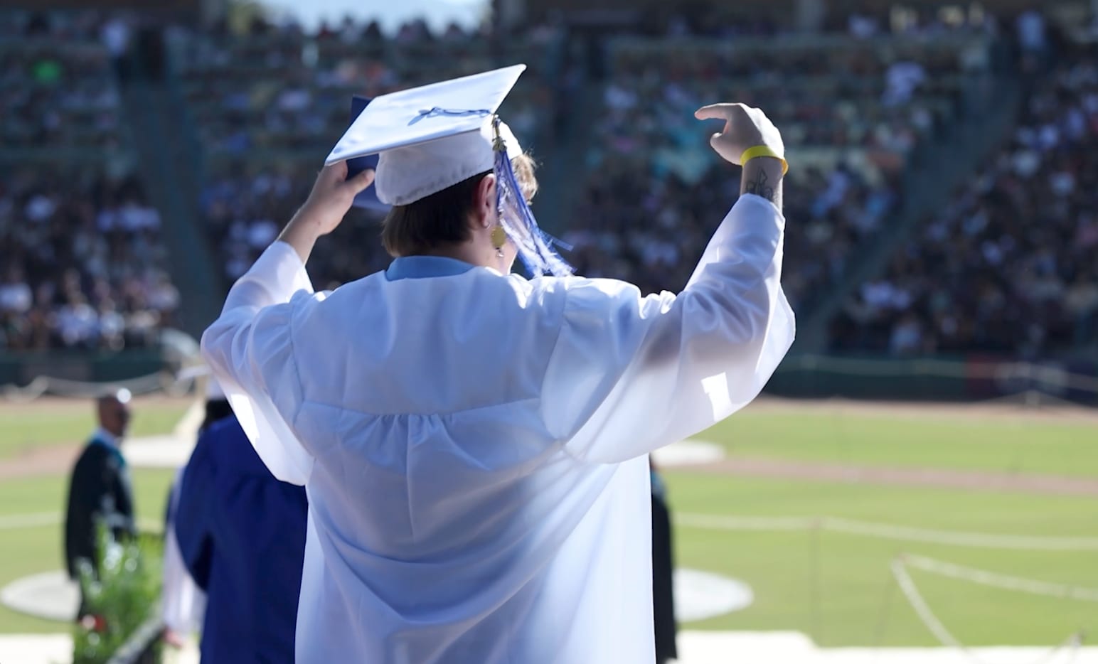 LEUSD Class of 2026 graduates celebrate commencement ceremonies, walking across the stage, receiving diplomas and celebrating with classmates, staff and families.