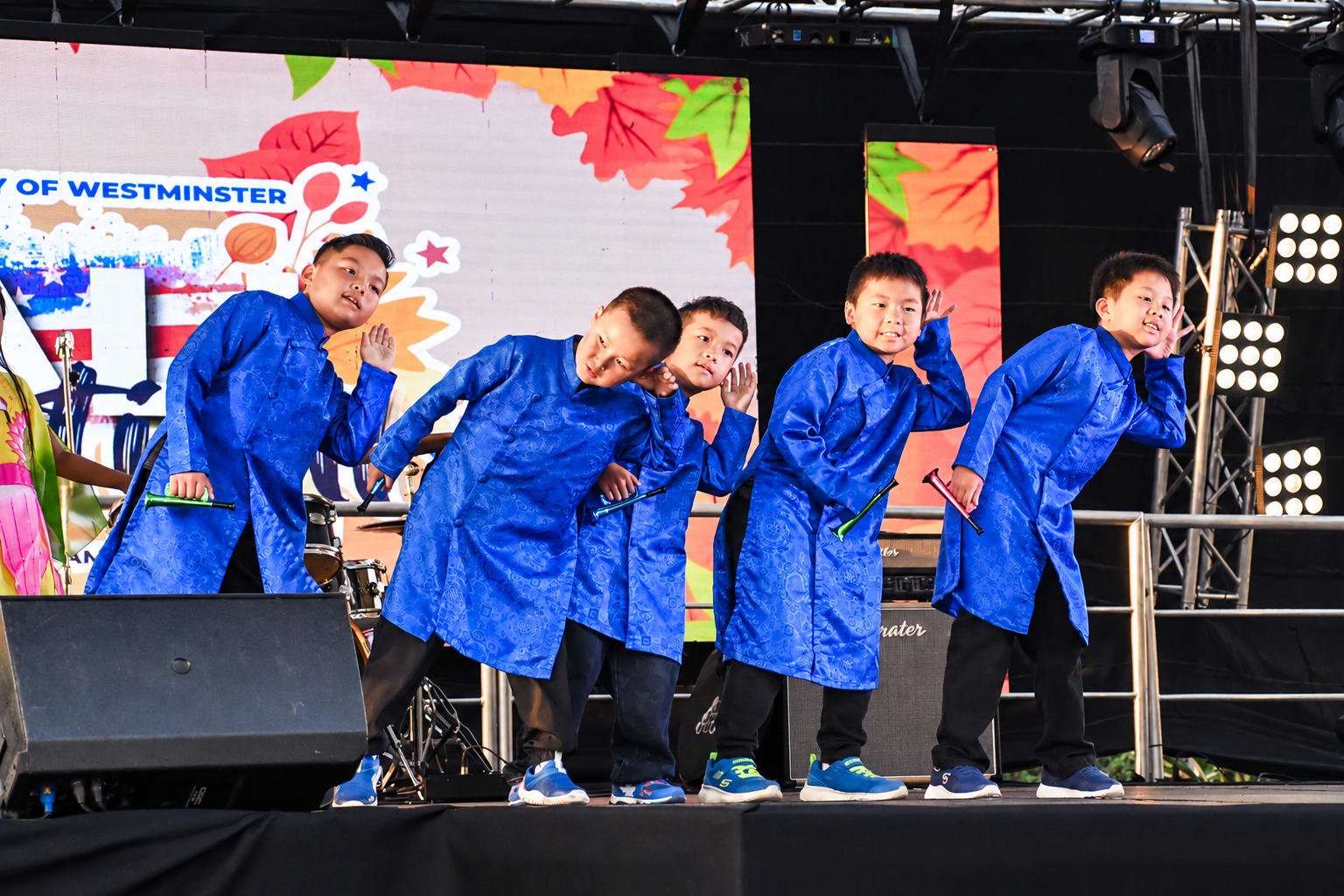 Students in Tet performance costumes.