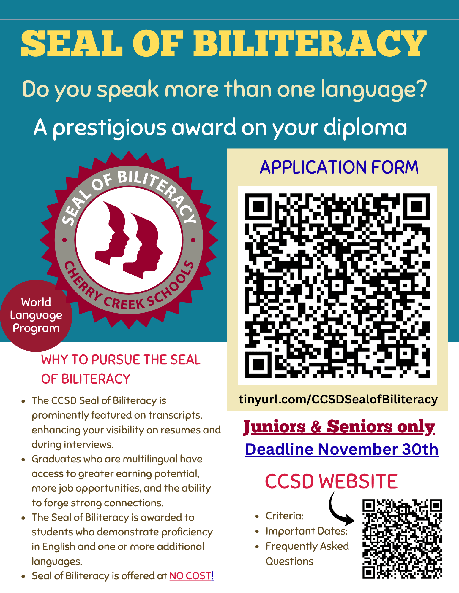 Seal of Biliteracy Poster. Full text provided in the details section below.