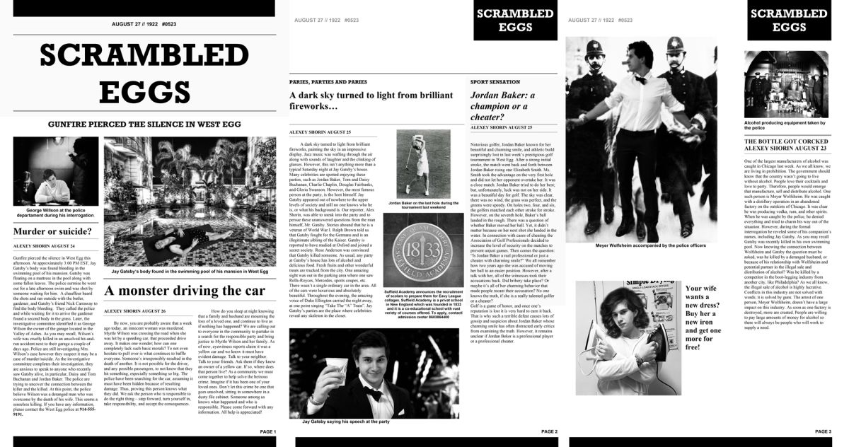 the great gatsby newspaper article assignment