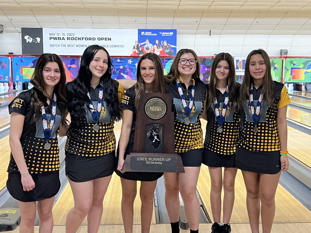 Joliet West High School Girls Bowling Victory Celebration & Trophy