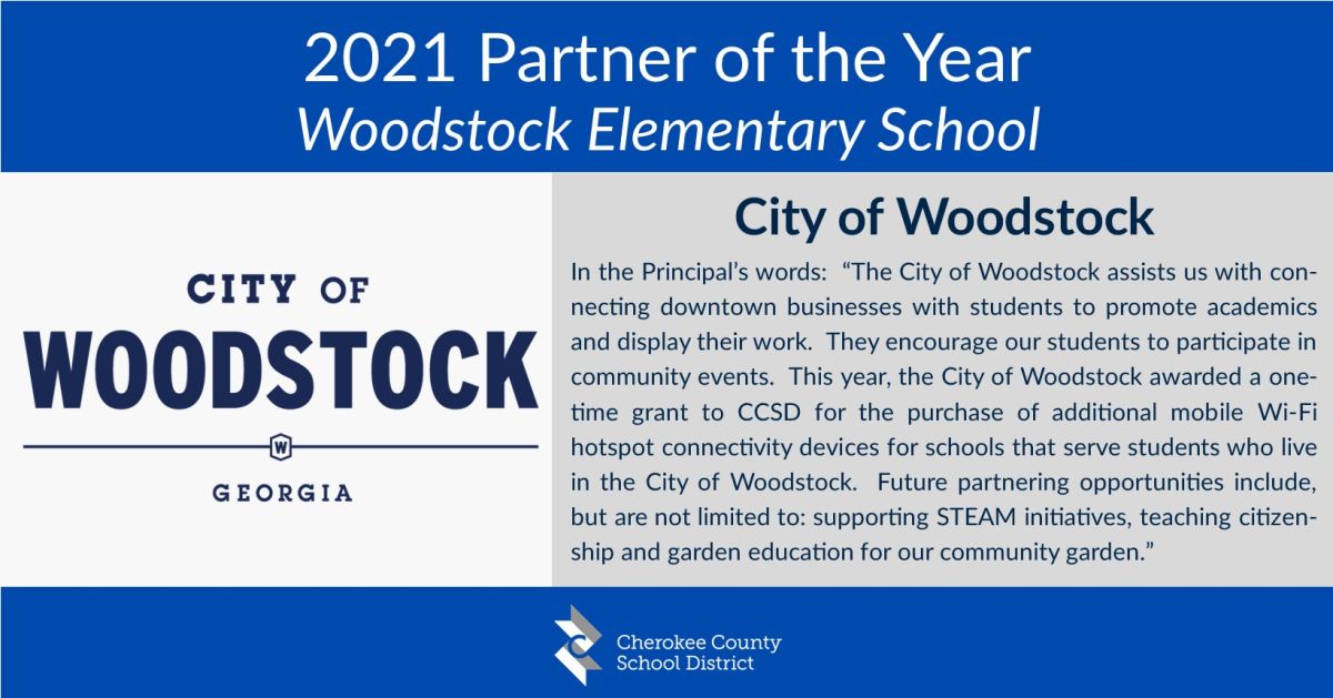 Meet a CCSD 2021 School Partner of the Year City of Woodstock of