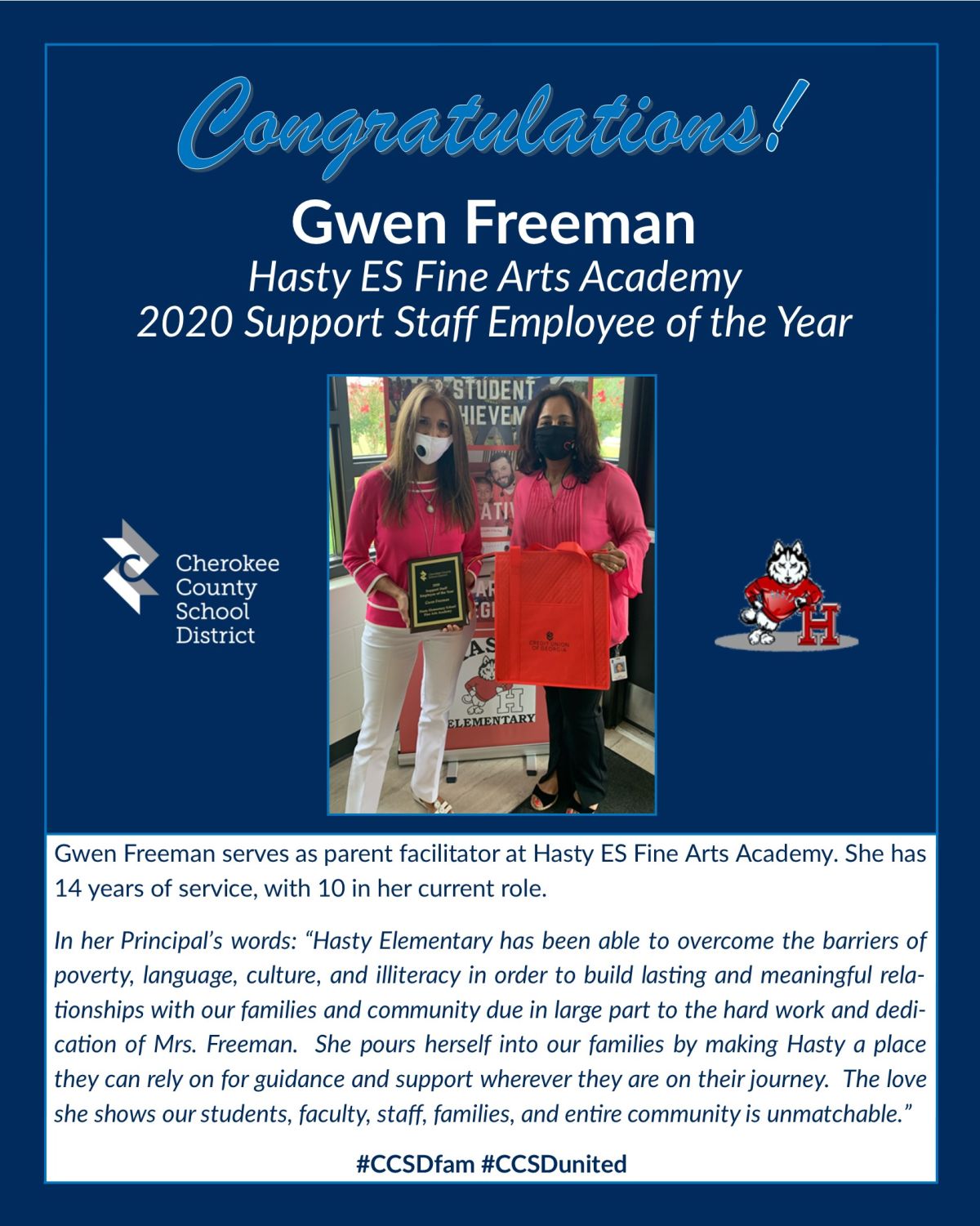 Meet a CCSD 2020 Support Staff Employee of the Year Gwen Freeman of