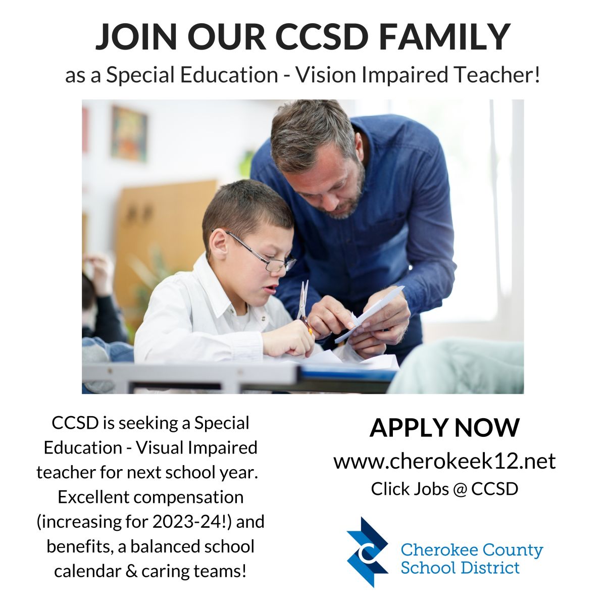 Join the CCSDfam as a Special Education Vision Impaired Teacher