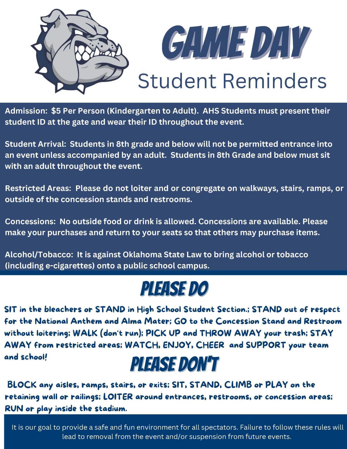 Student Spectator Guidelines 23-24 | News Post Page - Altus Public Schools