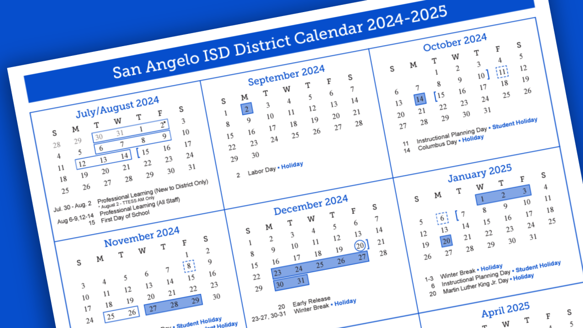 San Angelo Isd Calendar 2025-2025