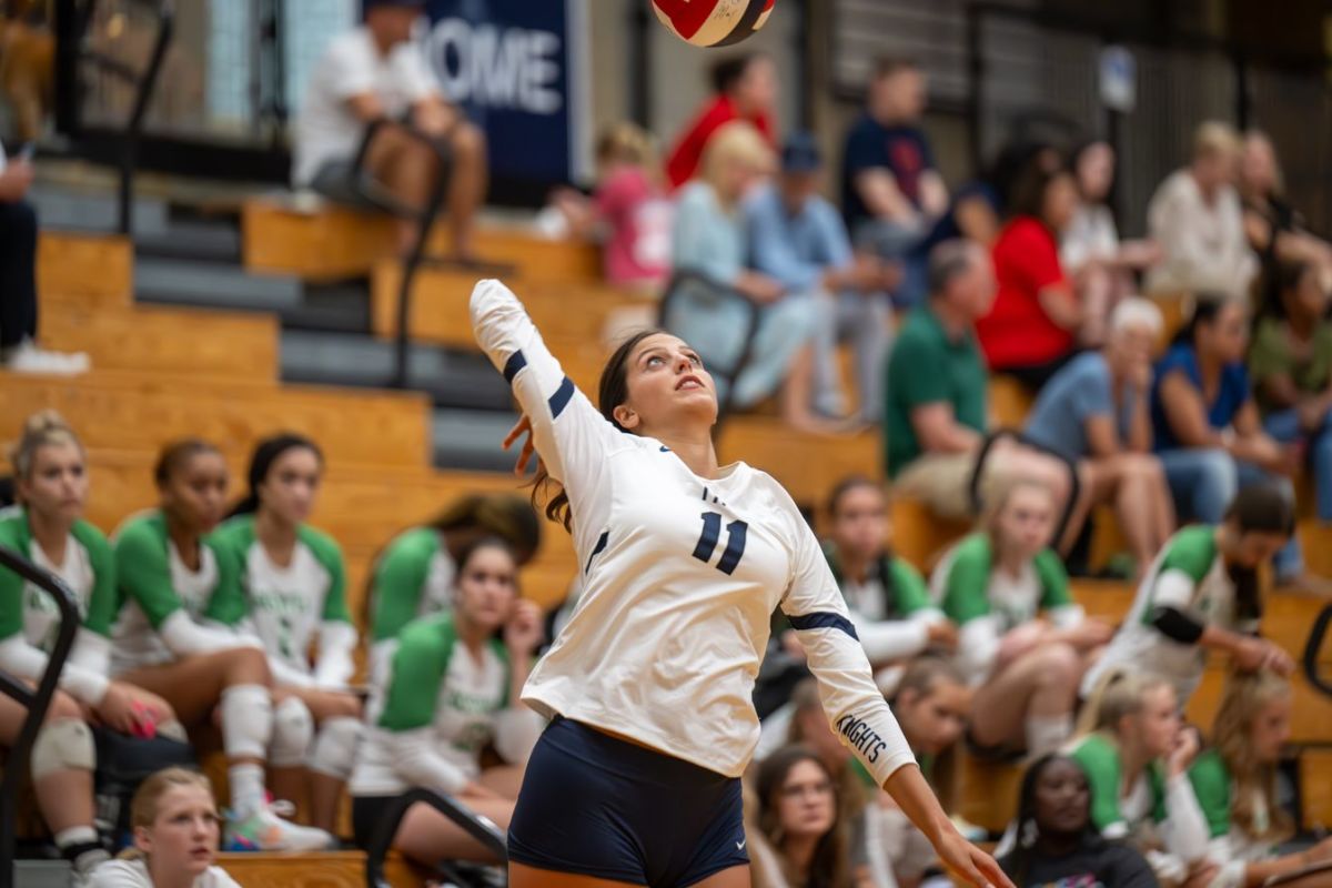 Volleyball Defeats Woodward Academy & McIntosh in TriMatch KnightLights