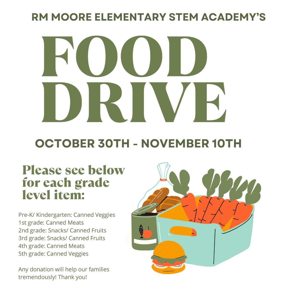 CCSDGives: R.M. Moore ES STEM Academy Food Drive | Post Detail