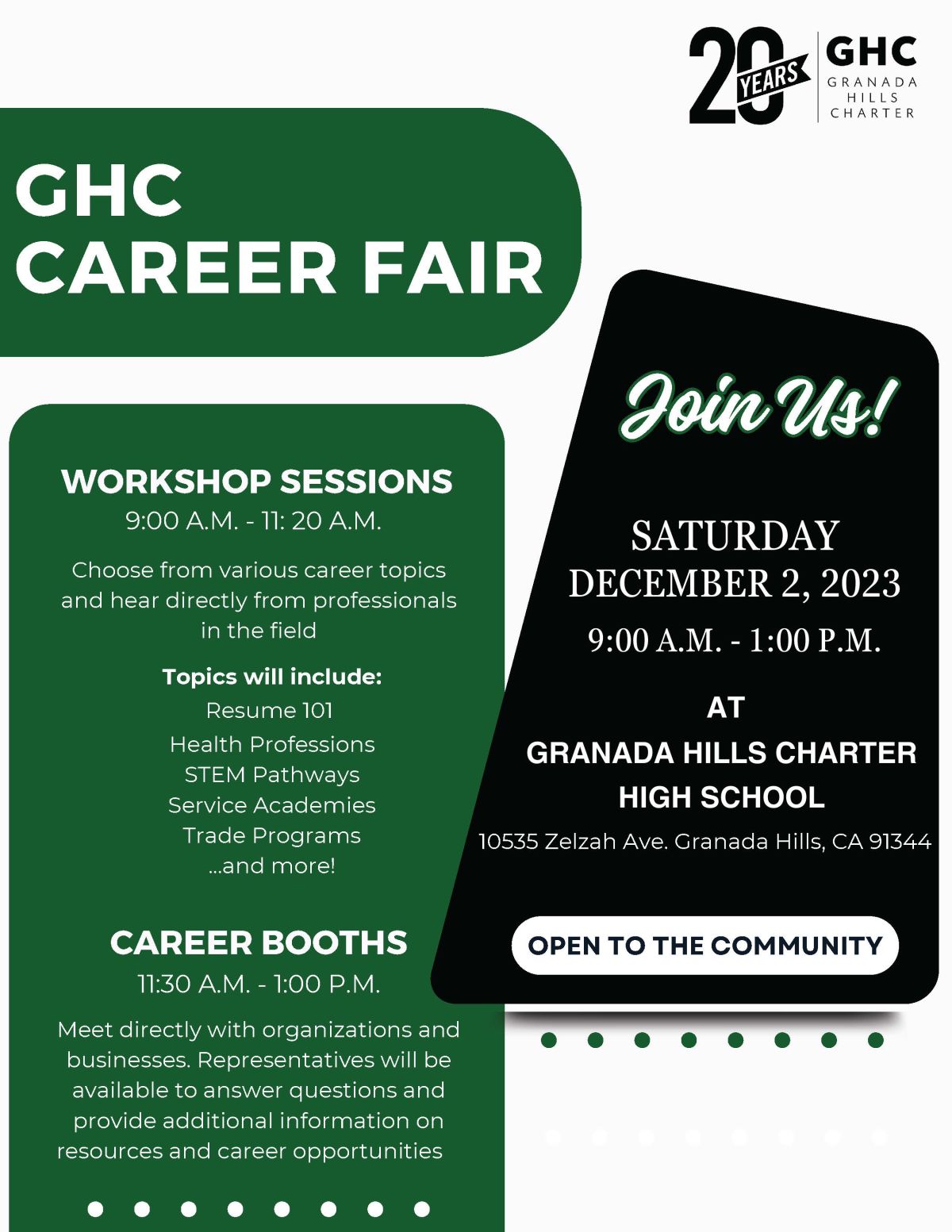 Open to the Public! GHC Career Fair on Saturday, December 2 Details