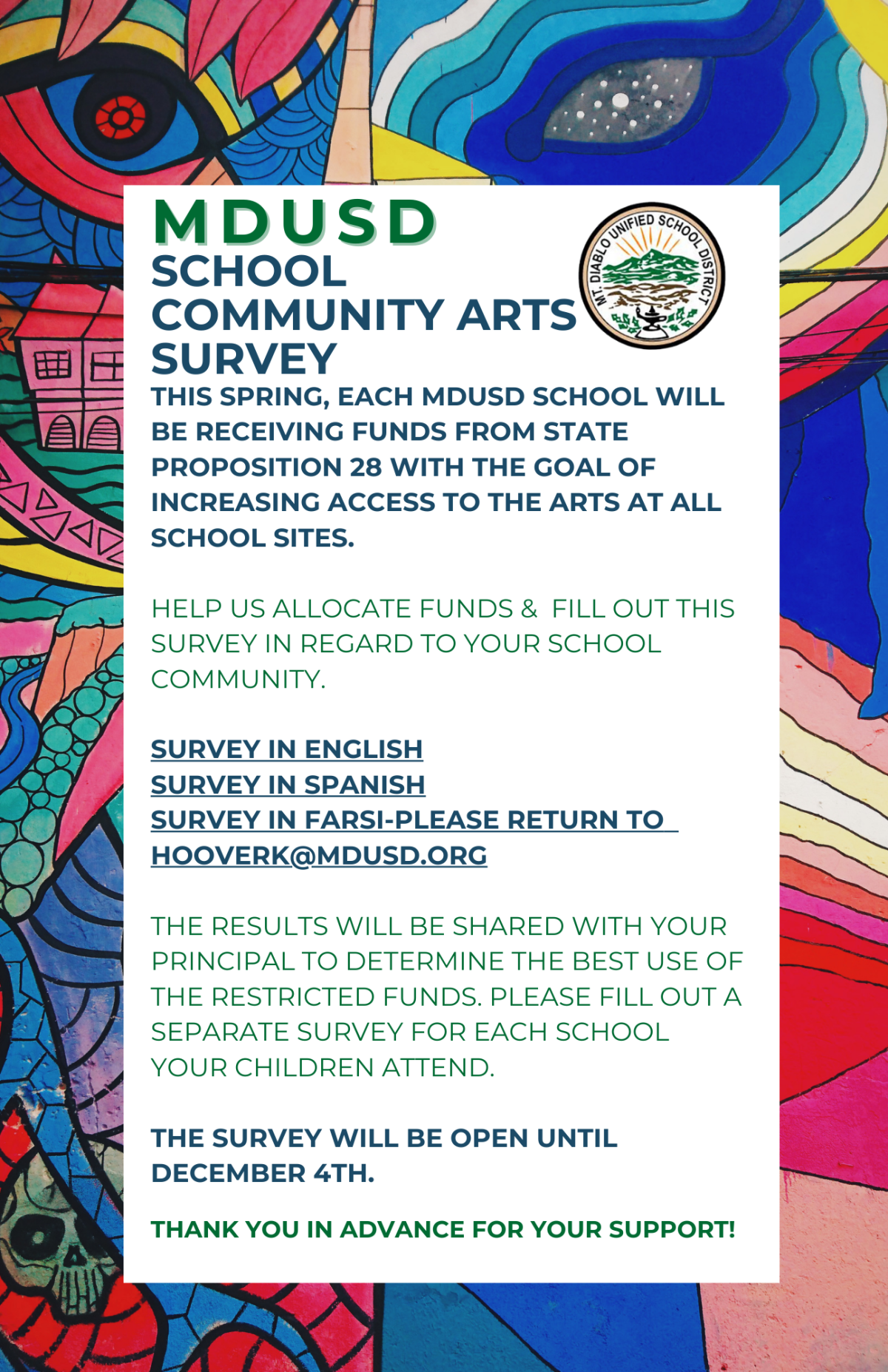 MDUSD seeks parent and guardian feedback on future school arts programs