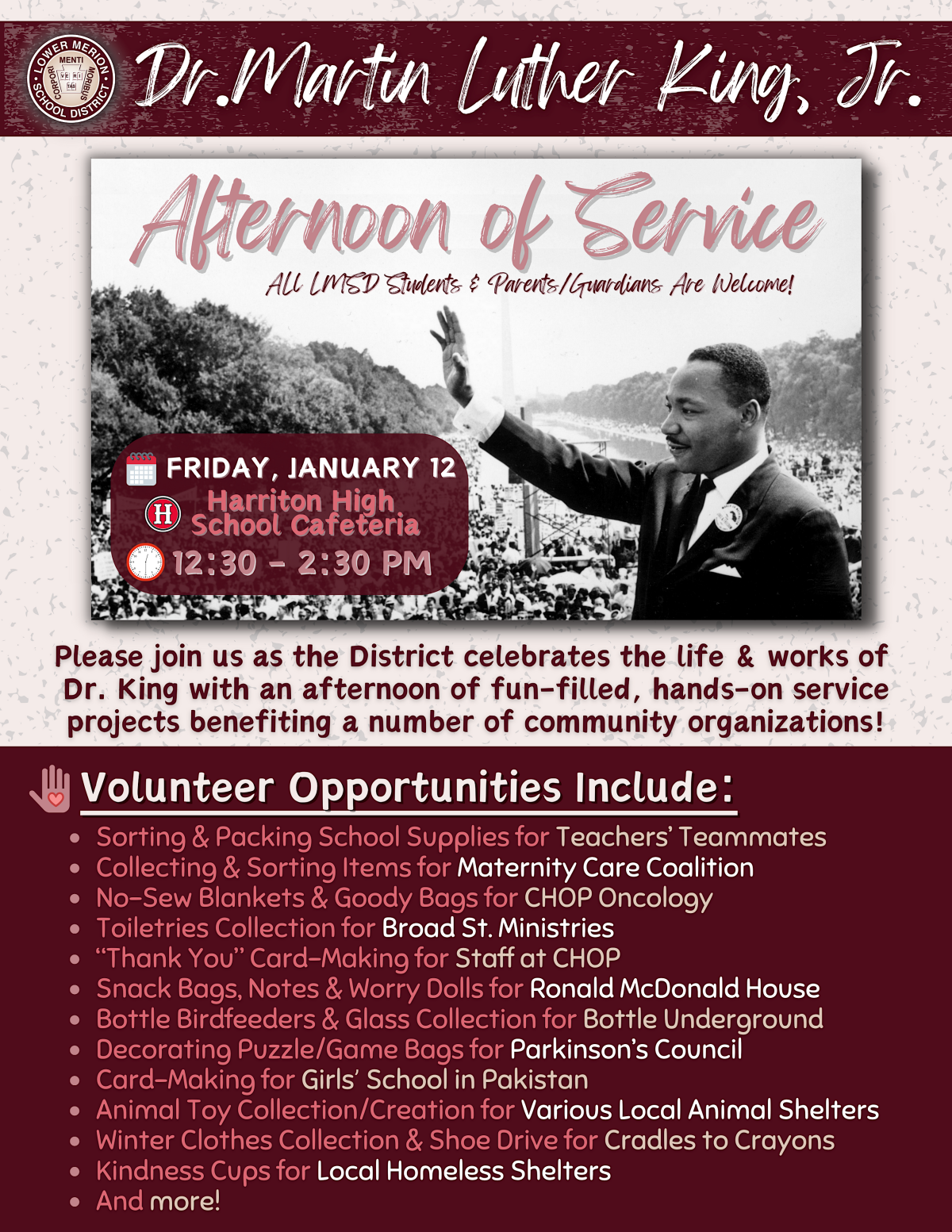 LMSD Set to Host 2024 Dr. Martin Luther King, Jr. "Afternoon of Service