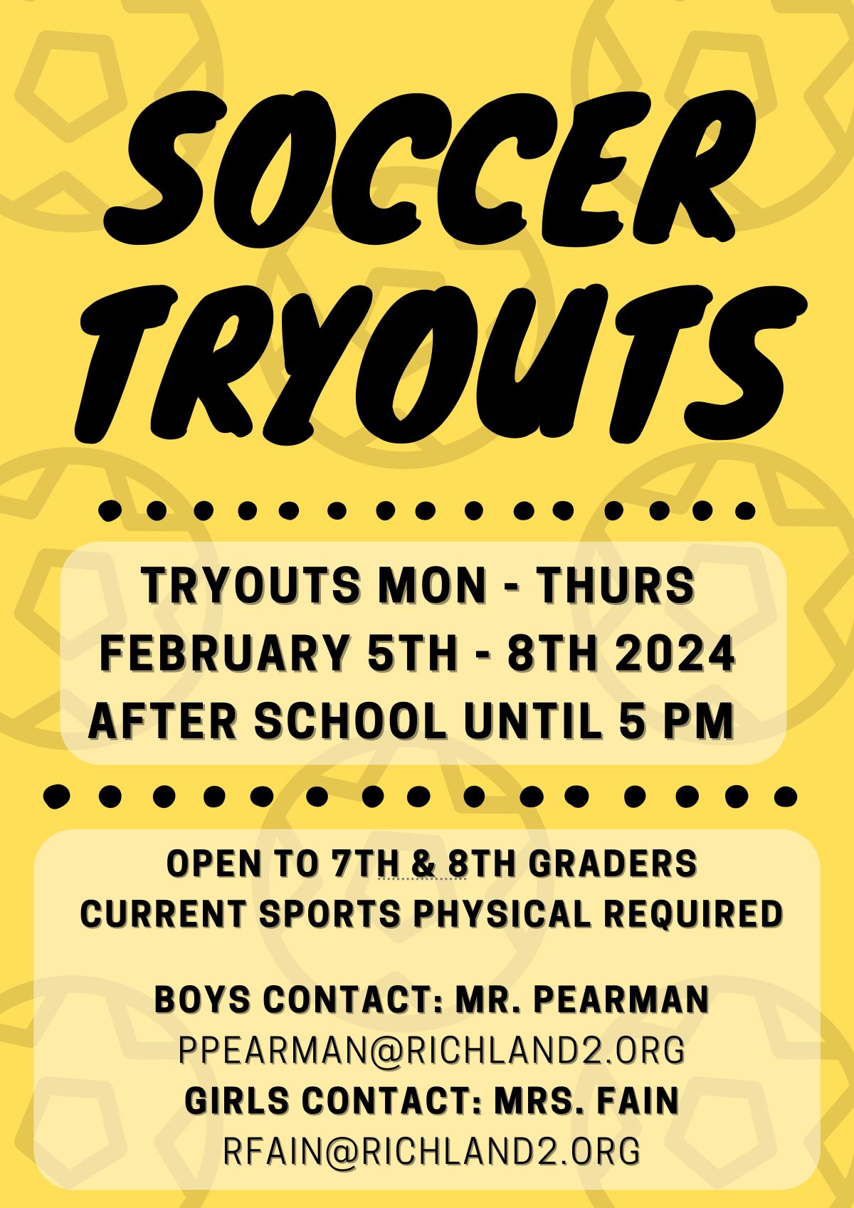 2024 SOCCER TRYOUTS details