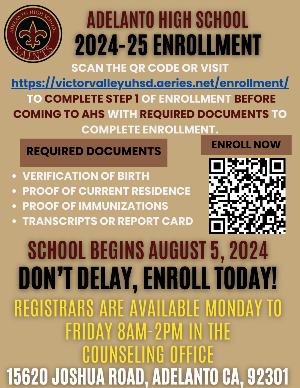 AHS 20242025 Enrollment SinglePostsNEWS