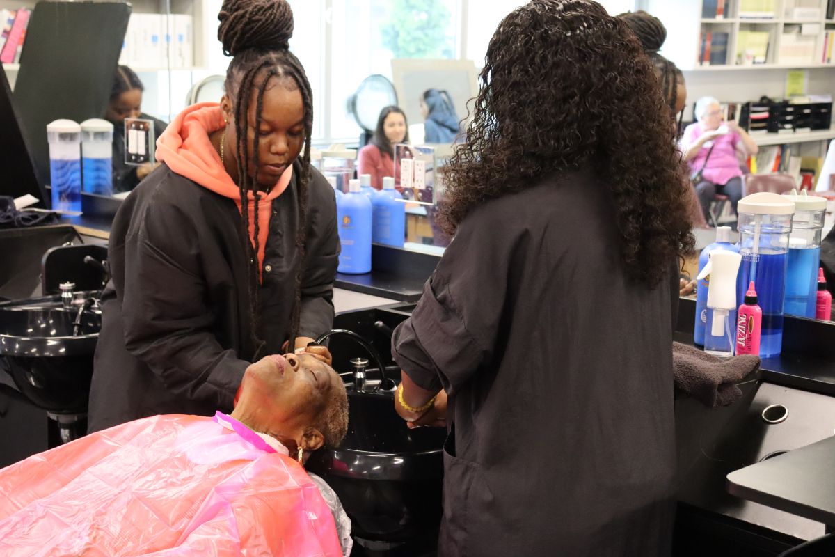 Barbering and cosmetology students give senior citizens makeovers