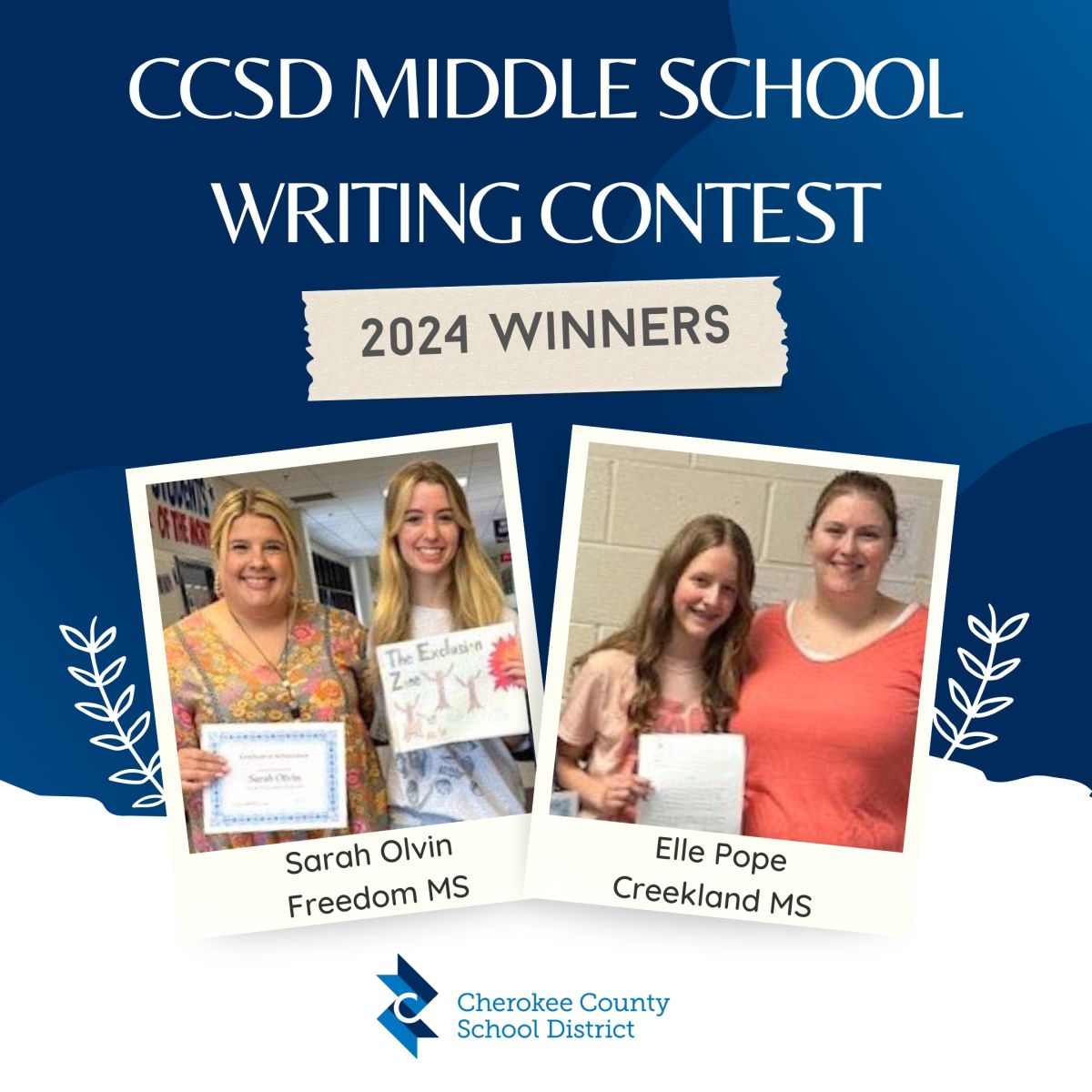 CCSD Recognizes 2024 Middle School Writing Contest Winners Post Detail