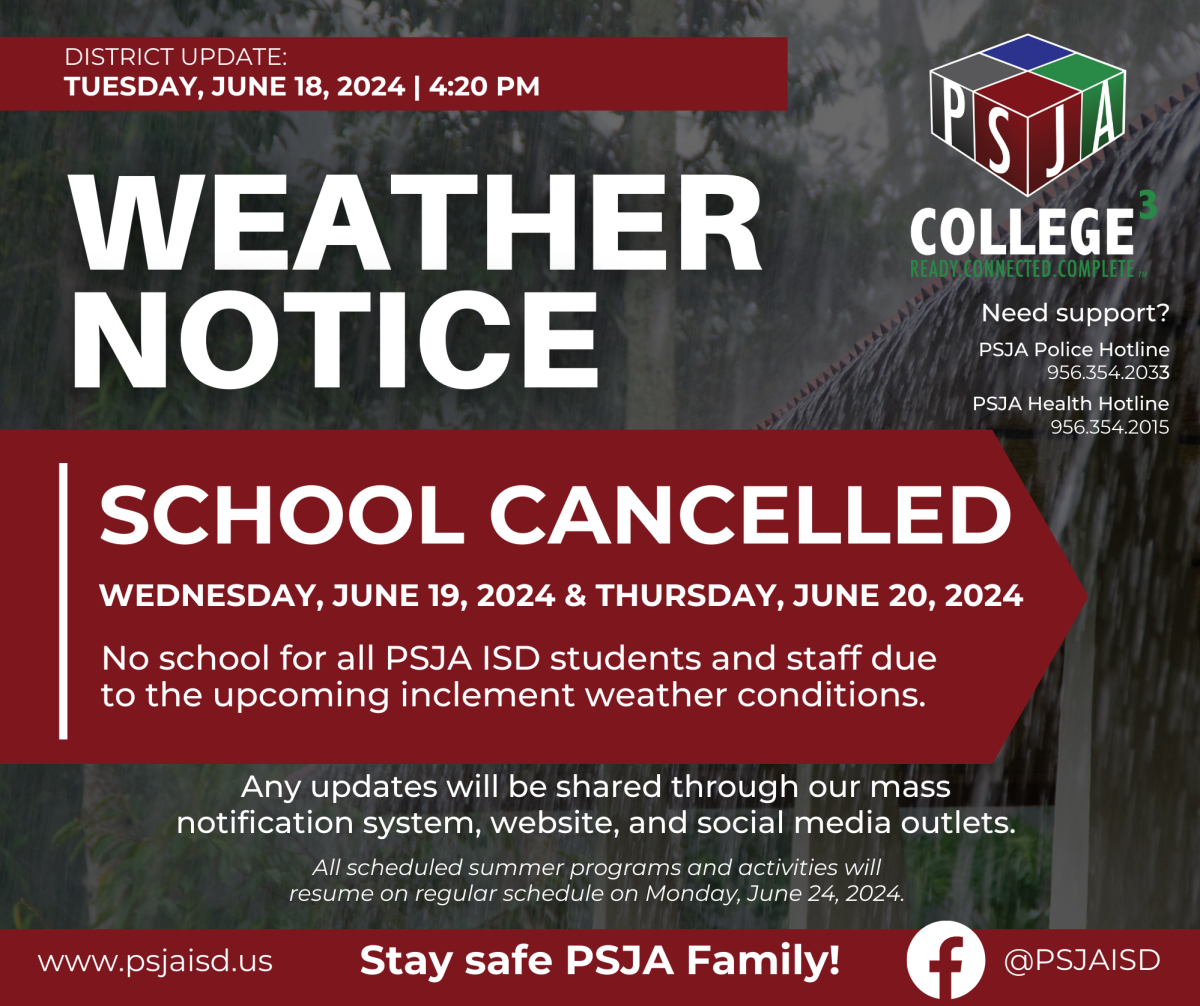 PSJA Weather Notice - June 18, 2024 | District News Details