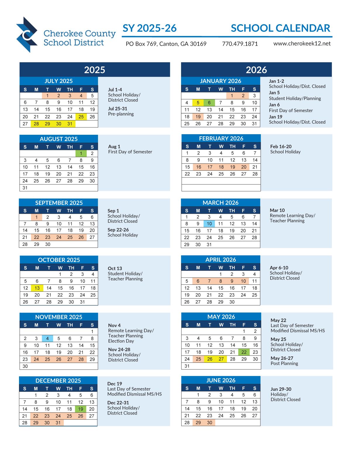 Forsyth County Schools 2025-26 Calendar