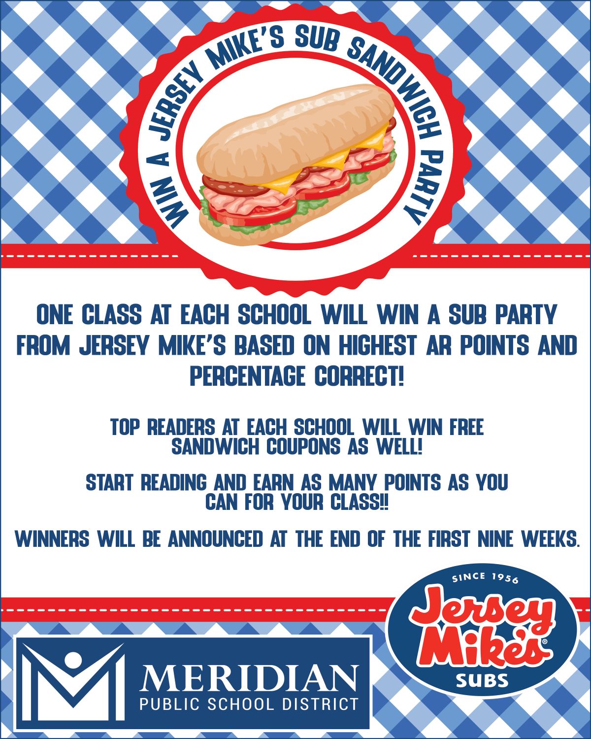 Jersey Mike's partners with MPSD to promote Reading and hosts Spirit Nights