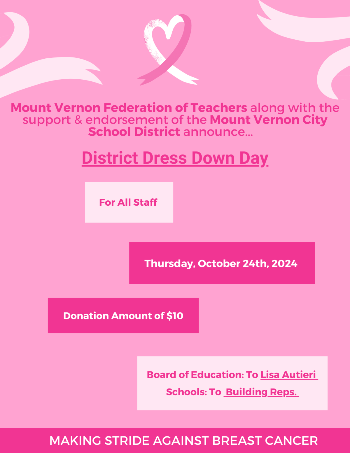 District Dress Down Day Thursday, October 24, 2024 News Details
