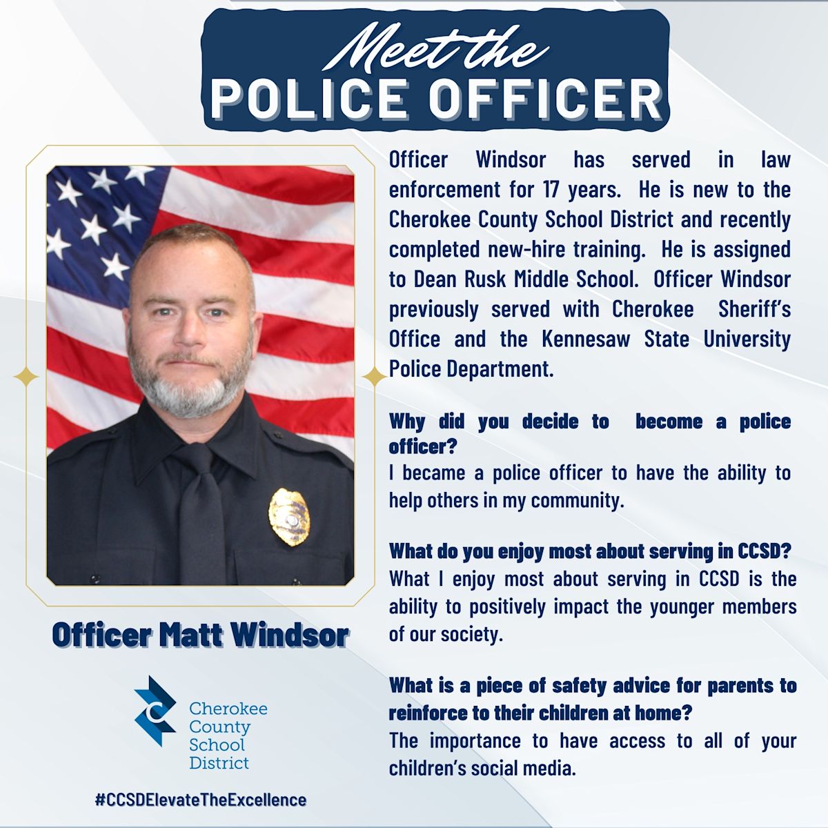 Meet the School Police Officer: Officer Matt Windsor of Dean Rusk MS ...
