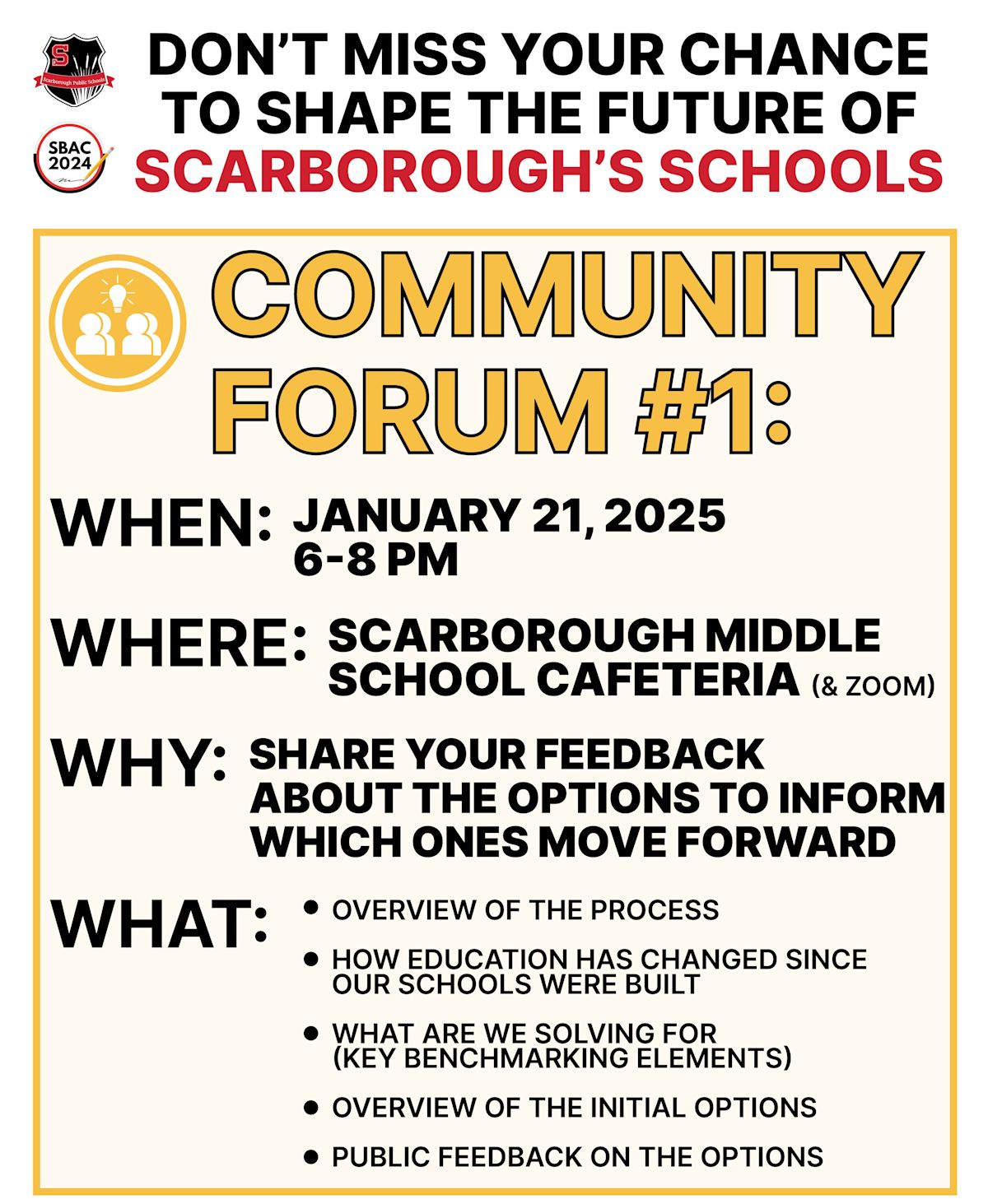 Community Forum#1 Help Shape the Future of Scarborough #39 s Schools