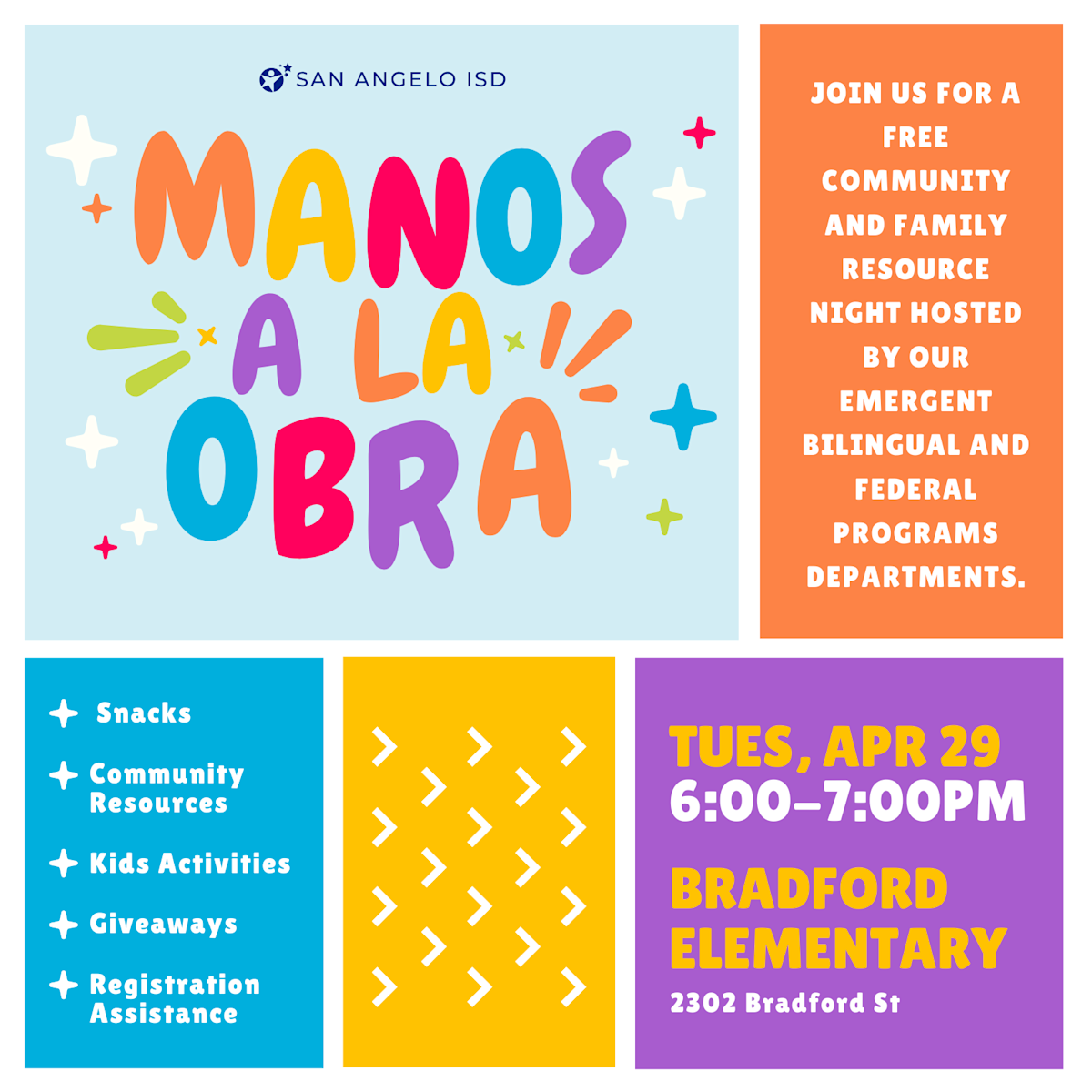 Save the Date! SAISD Manos a la Obra Emergent Bilingual Resource Night ...