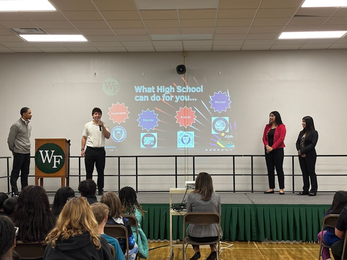WFHS Business Honor Society Students Visit Nathaniel Woodhull to Share Scholarly Advice