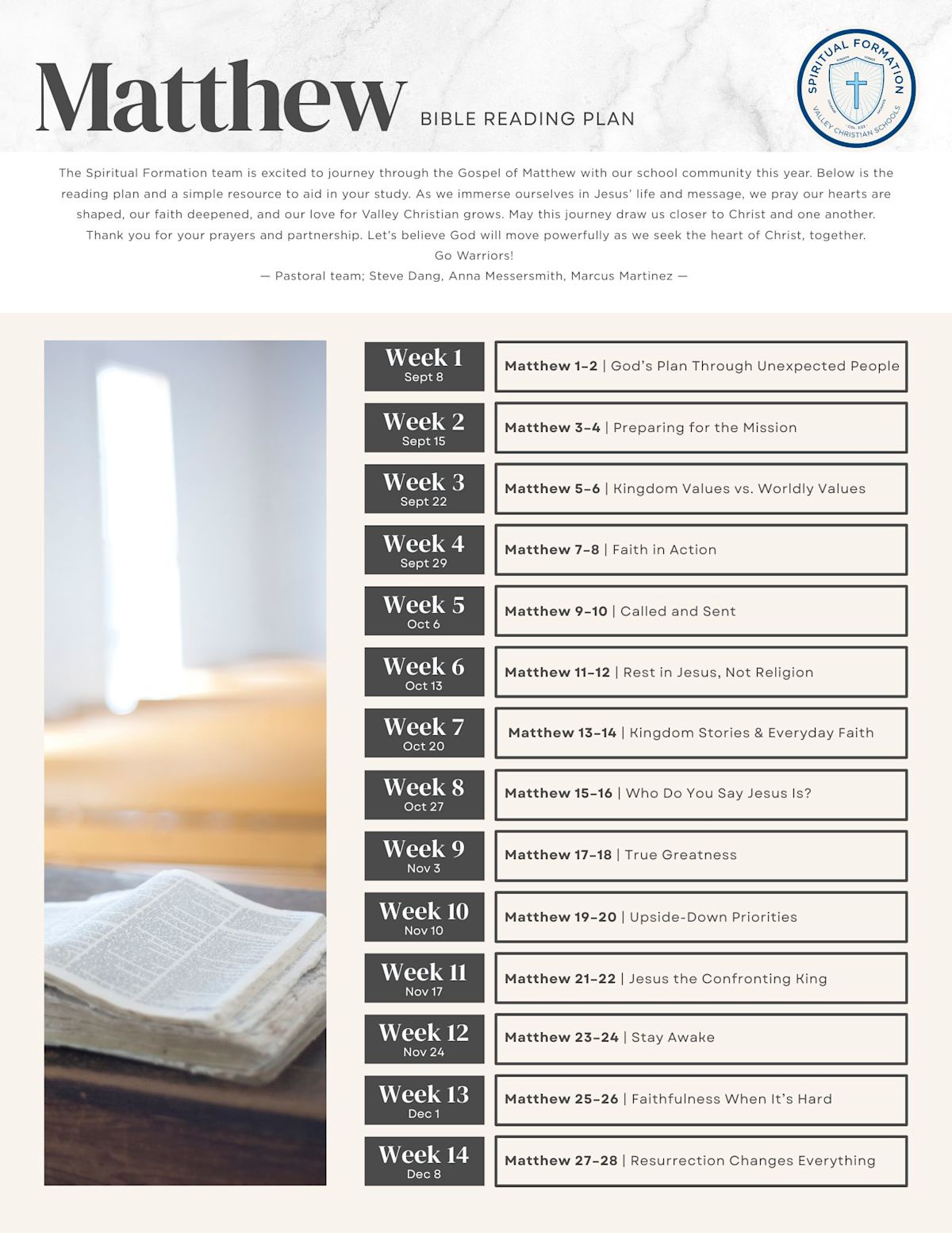 Fun Way To Read The Bible - Matthew Reading Plan | Spiritual Formation News