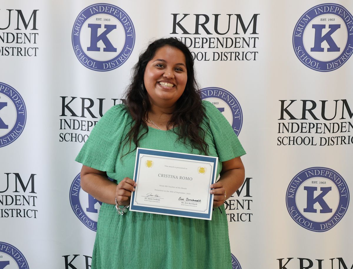 Cristina Romo Named Teacher of the Month at Krum ISD Board Meeting ...