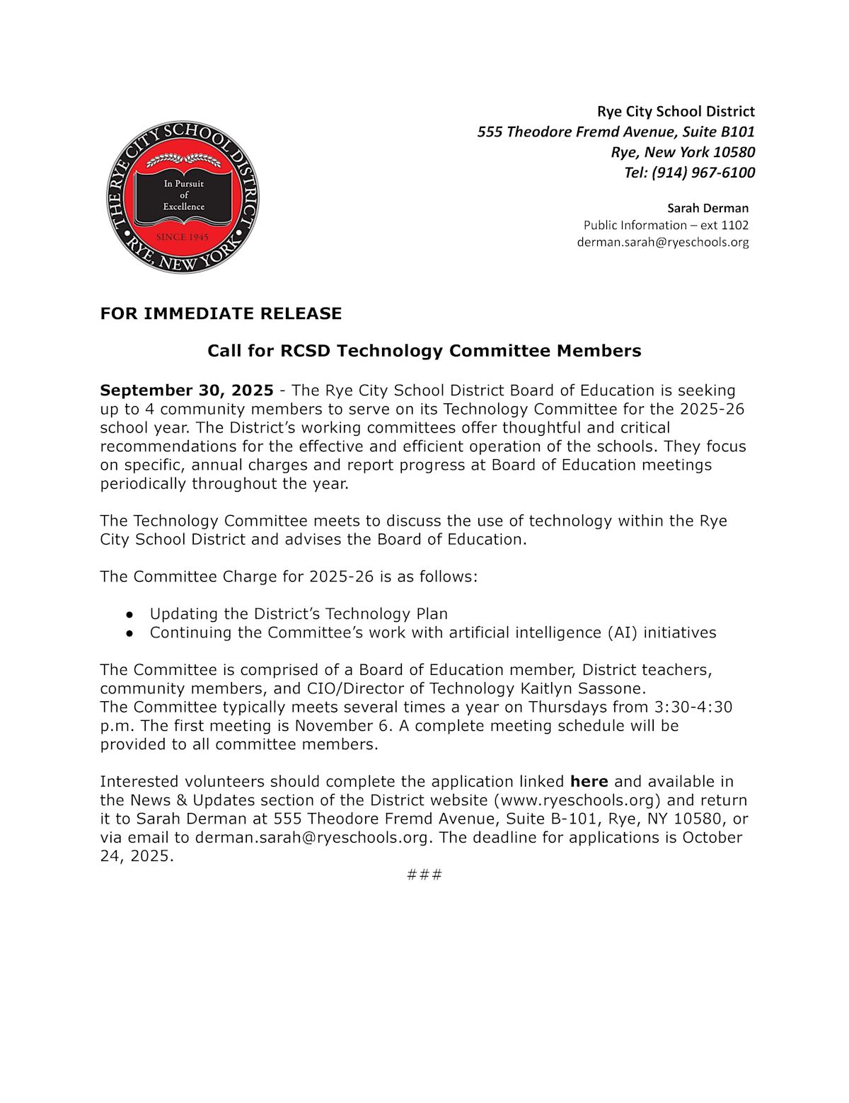 Call for RCSD Technology Committee Members | Posts Details