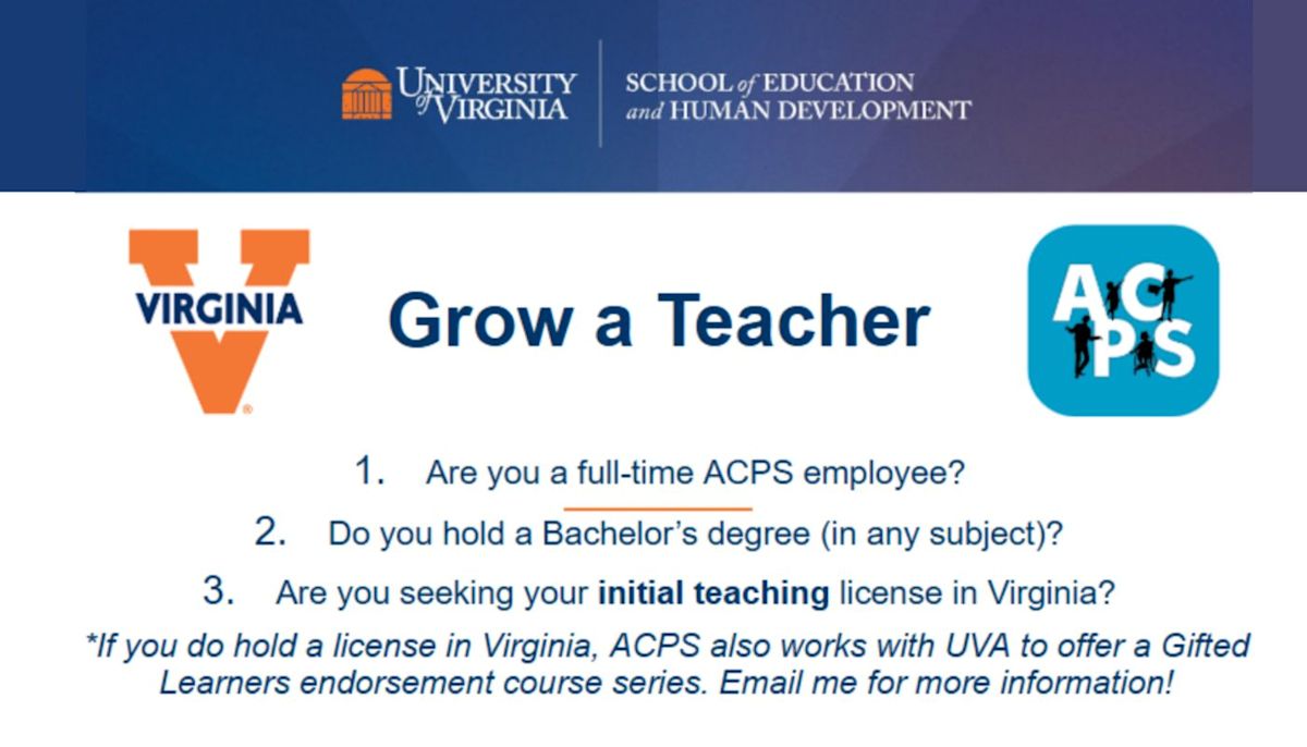 ACPS and the University of Virginia Offer “Grow A Teacher” Program ...