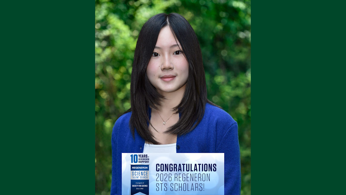 Olivia Zhang '26 Named 2026 Regeneron Science Talent Search