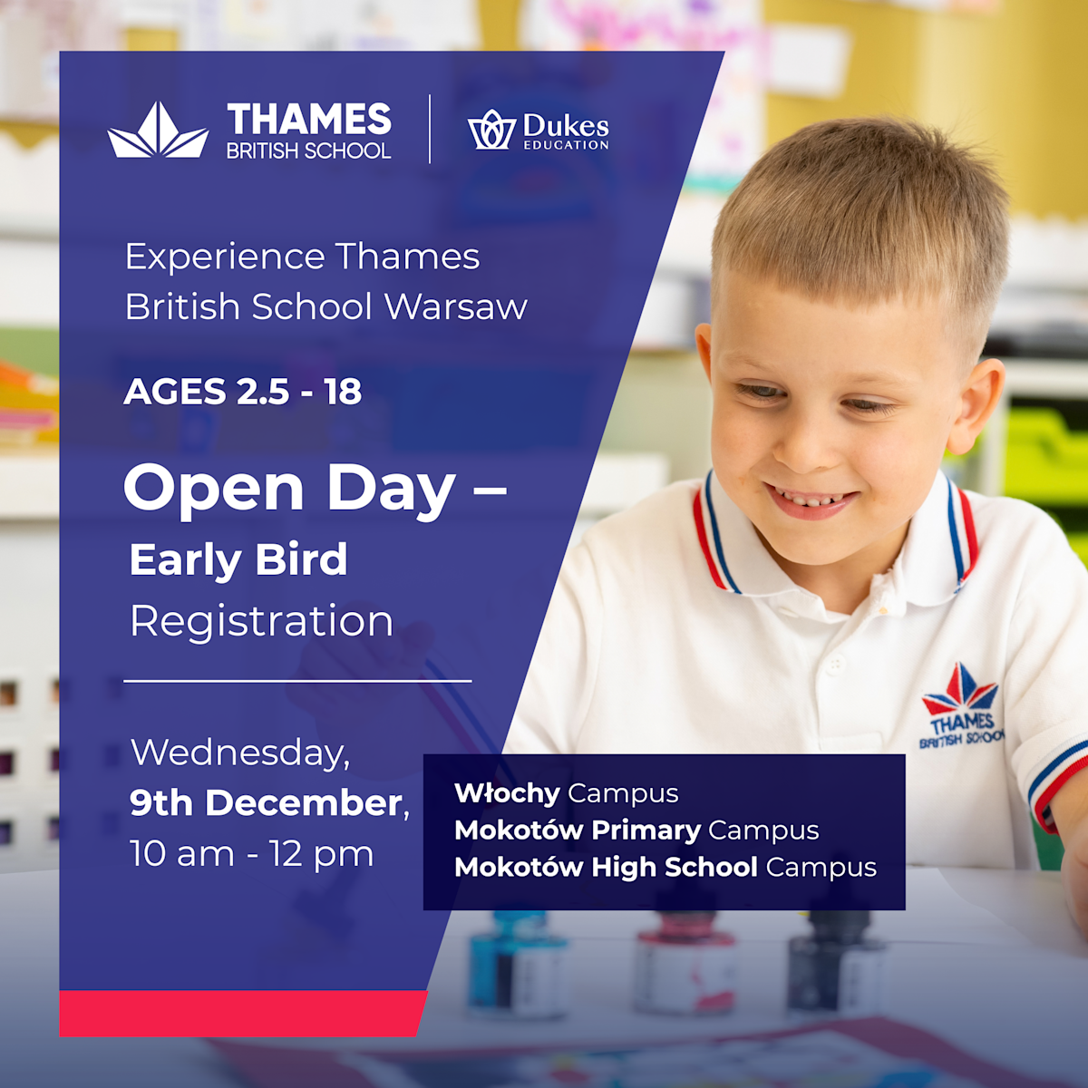 Dzień Otwarty w Thames British School 9 grudnia 2026 roku