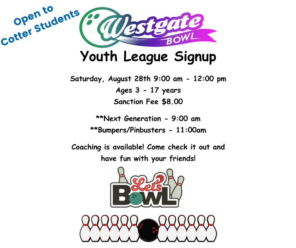 Youth Bowling League - Sign Up | article - Cotter Schools