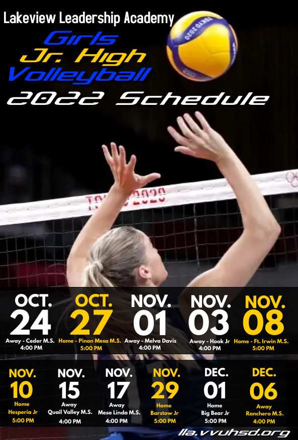 Girls Jr. High School Volleyball Schedule / Calendario de voleibol de