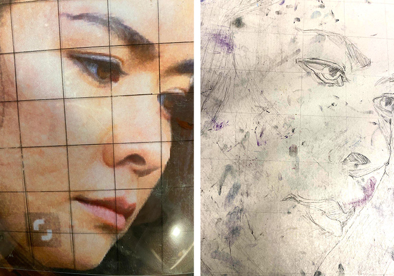 Should You Use an Art Projector, drawing portraits, grid method