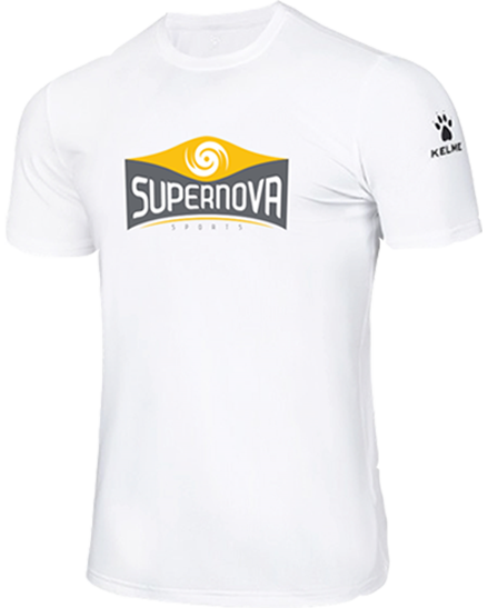White SuperNOVA t-shirt with the SuperNOVA logo
