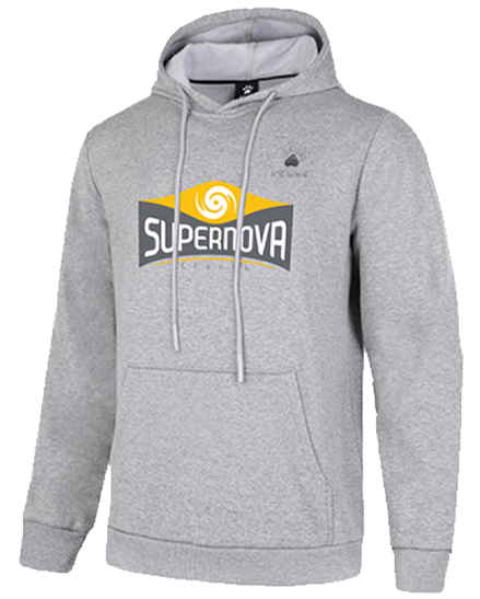 Grey SuperNOVA hoodie with the SuperNOVA logo