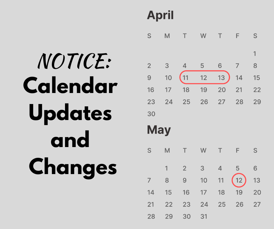 Calendar Updates and Changes News Posts page