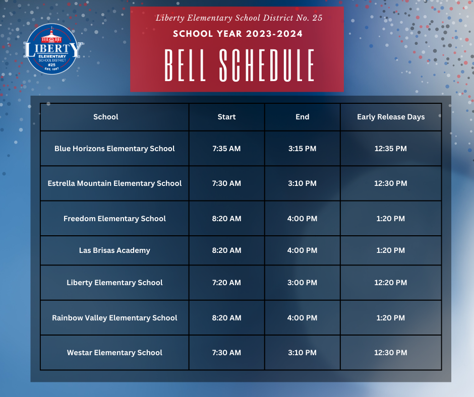 Bell Schedule For School Year 2023 2024 District News Bell Schedule For School Year 2023 2024 District News