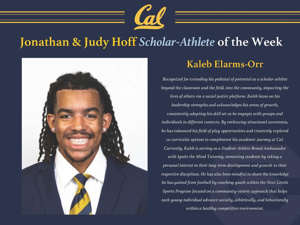 Kaleb Elarms-Orr ’21: Cal Berkeley Jonathan & Judy Hoff Scholar-Athlete ...